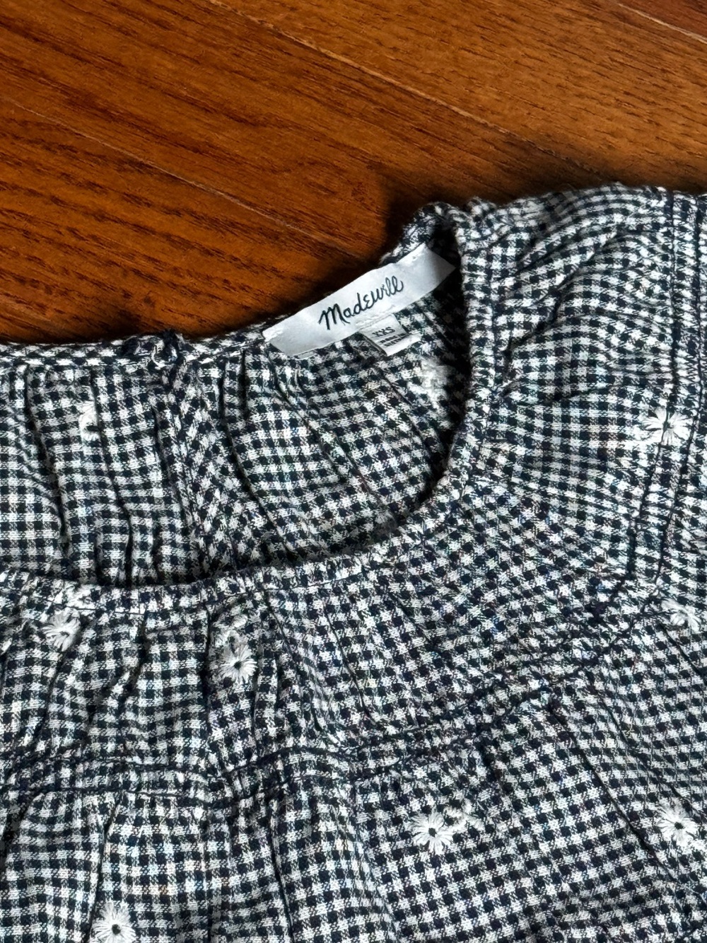 Madewell Embroidered Gingham Top